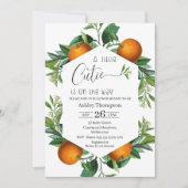 クレメンチンオレンジフレームリトルかわいこちゃんベビーシャワー 招待状 (正面)