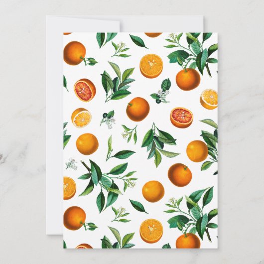 クレメンチンオレンジフレームリトルかわいこちゃんベビーシャワー 招待状 (裏面)