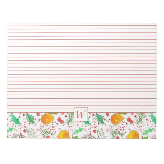 クレメンチンクランベリーパインコーンモノグラム ノートパッド (正面)