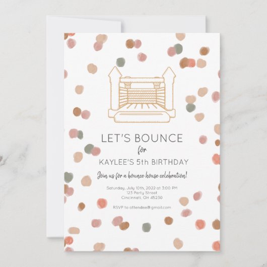 クレメンティンバウンスハウスパーティー招待状 招待状 (正面)