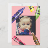 クレヨンが二人の子どもの誕生日を招待状 招待状 (裏面)