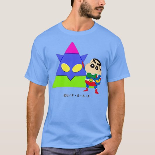 クレヨンしんちゃんおもしろいおもしろい勉強AからZ Aへ Tシャツ (正面)