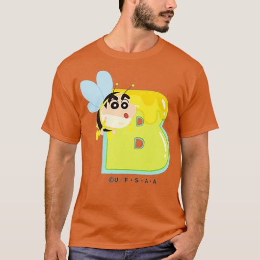 クレヨンしんちゃんおもしろいおもしろい勉強AからZ B one Tシャツ (正面)