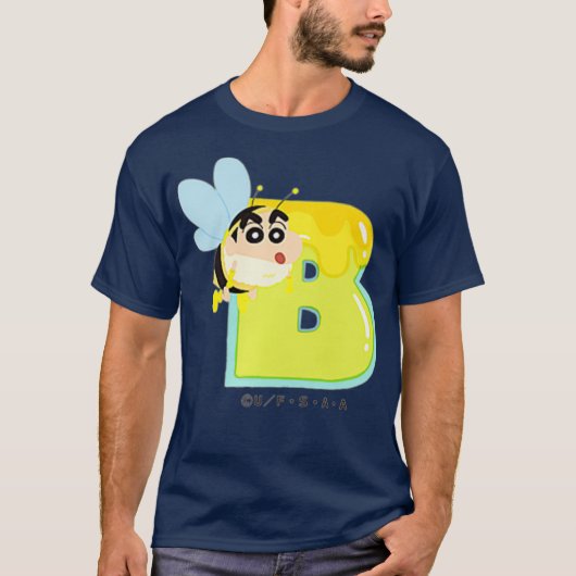 クレヨンしんちゃんおもしろいおもしろい勉強AからZ B one Tシャツ (正面)