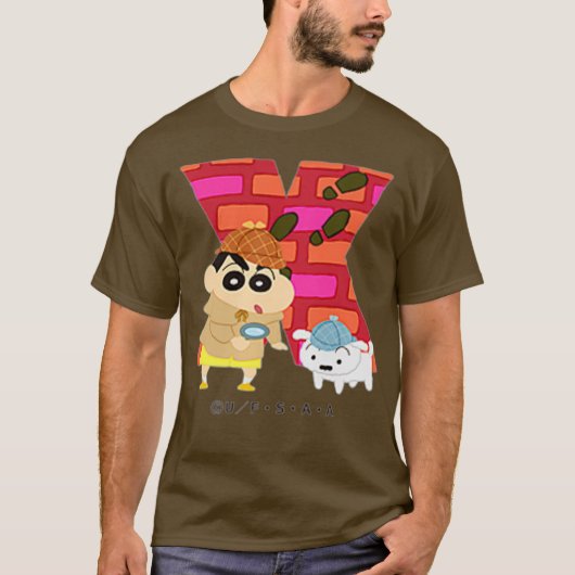クレヨンしんちゃんおもしろいおもしろい勉強AからZ X one Tシャツ (正面)