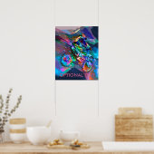 クレヨンすごいカラーのダートバイクダウンヒル ポスター (キッチン)