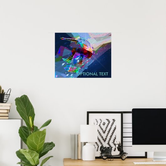 クレヨンすごいカラーシルエットスケートボーダー ポスター (ホームオフィス)