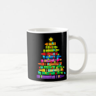 クレヨンでできたクリスマスツリー 学校の先生 コーヒーマグカップ