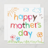 クレヨンで書かれた母の日 シーズンカード (正面/裏面)