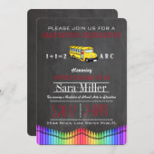 クレヨンとスクールバスの先生の卒業招待状 招待状 (正面/裏面)