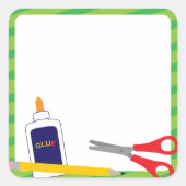 クレヨンと接着剤を使った学校のシール スクエアシール (正面)