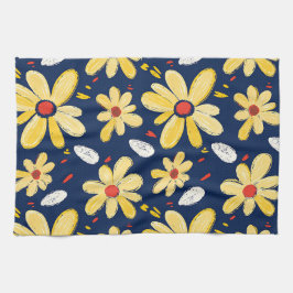 クレヨンと蝶の花 キッチンタオル