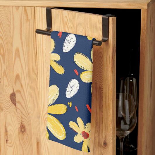 クレヨンと蝶の花 キッチンタオル (三つ折り)