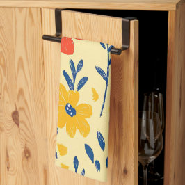 クレヨンと蝶の花 キッチンタオル