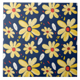 クレヨンと蝶の花 タイル