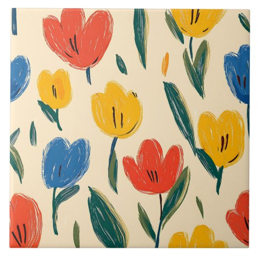 クレヨンと蝶の花 タイル (正面)