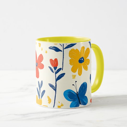 クレヨンと蝶の花 マグカップ (正面右)