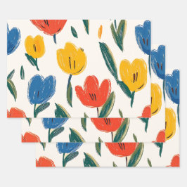 クレヨンと蝶の花 ラッピングペーパーシート