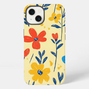 クレヨンと蝶の花 iPhone 13ケース