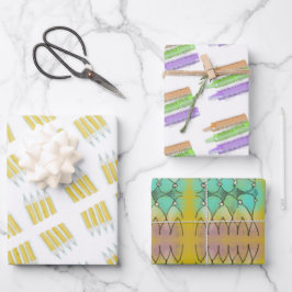 クレヨンと鉛筆とドードル芸術品を気取ったラッピング紙 ラッピングペーパーシート