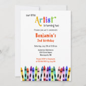 クレヨンのアーティストがターニング2 – 任意の子供の誕生日 招待状 (正面)