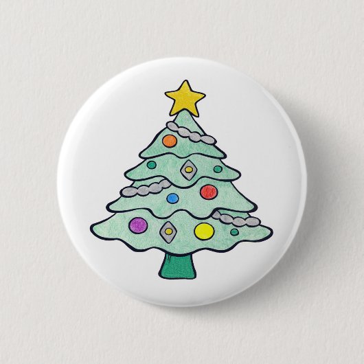 クレヨンのクリスマスツリー 缶バッジ (正面)