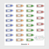 クレヨンのラベルシール – 青、オレンジ、緑、赤 シール (シート)