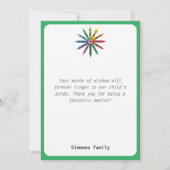 クレヨンのレイ/先生感謝Ca サンキューカード (裏面)