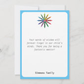 クレヨンのレイ/先生感謝Ca サンキューカード (裏面)