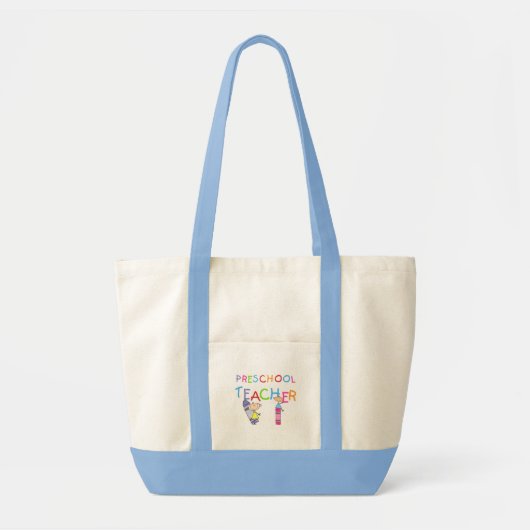 クレヨンの就学前の先生のTシャツおよびギフト トートバッグ (正面)
