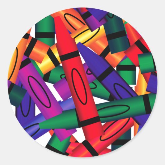 クレヨンの散在ステッカー ラウンドシール (正面)