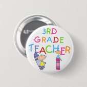 クレヨンの第3等級の先生のTシャツおよびギフト 缶バッジ (正面&裏面)