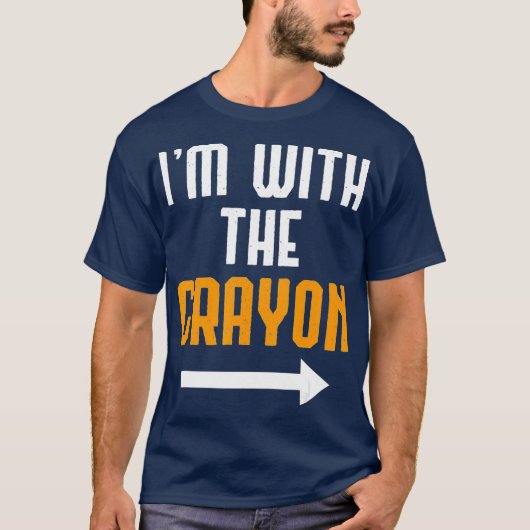 クレヨンの衣装を着て面白いハロウィーンを着た Tシャツ (正面)