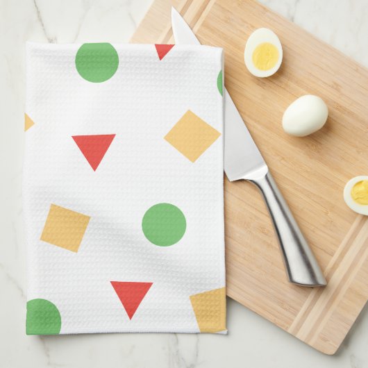 クレヨンのShinchanのパジャマの刺激を受けたでカラフルなパターン キッチンタオル (四つ折り)