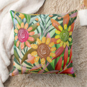 クレヨンひまわりカラフル緑 クッション (ブランケット)