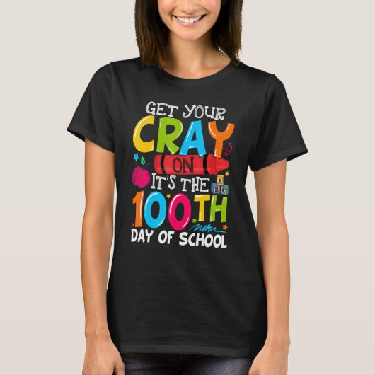 クレヨンを手に入れよう学校の100日目 Tシャツ (正面)