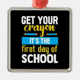 クレヨンを手に入れるのは学校の初日だ メタルオーナメント