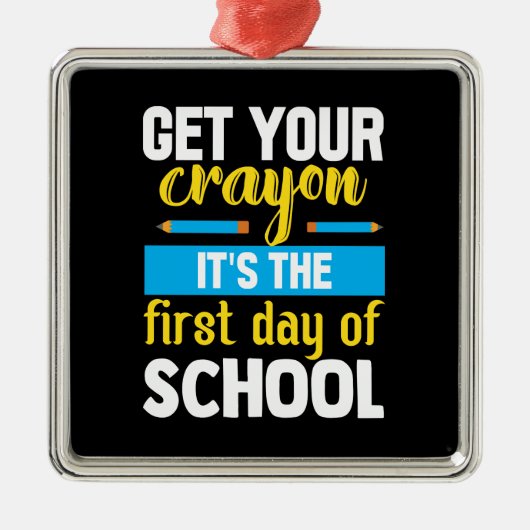 クレヨンを手に入れるのは学校の初日だ メタルオーナメント (正面)