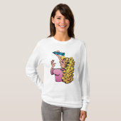 クレヨンを持つ元気な女の子 Tシャツ (正面フル)