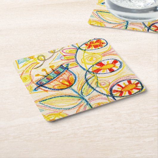 クレヨンアートドードル スクエアペーパーコースター (アングル)