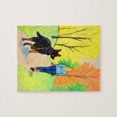 クレヨンアートパズルギフトアイディアドイツ羊飼い/女性 ジグソーパズル (横)