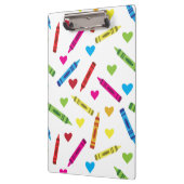 クレヨンカラフルとハートパターンカスタム クリップボード (左)