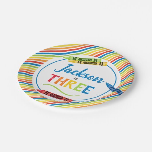 クレヨンカラフルアートパーティー誕生日 ペーパープレート (アングル)