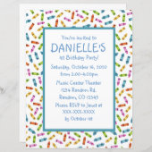 クレヨンカラフルテーマバースデーパーティ招待状 (正面/裏面)