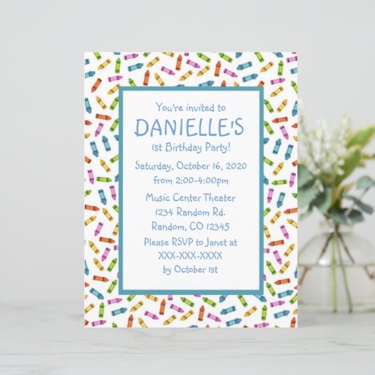 クレヨンカラフルテーマバースデーパーティ招待状 (スタンド正面)