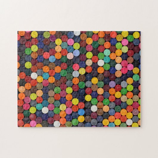 クレヨンカラフル抽象芸術の平らな端 ジグソーパズル (横)