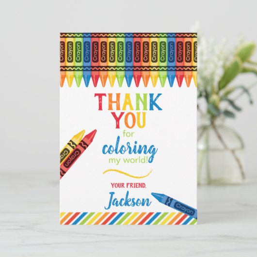 クレヨンカラフル誕生日サンキューカード サンキューカード (スタンド正面)