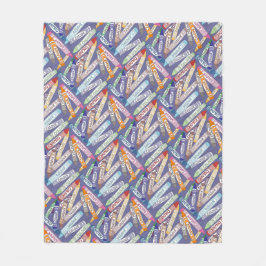 クレヨンカラフル（紫） フリースブランケット