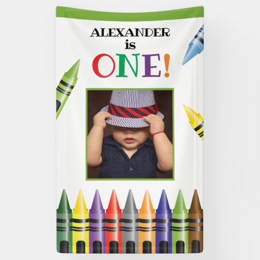 クレヨンキッズ1st誕生日パーティー写真 横断幕 (縦)