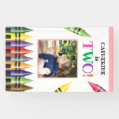 クレヨンキッズ2nd誕生日パーティーフォトピンク 横断幕 (横)